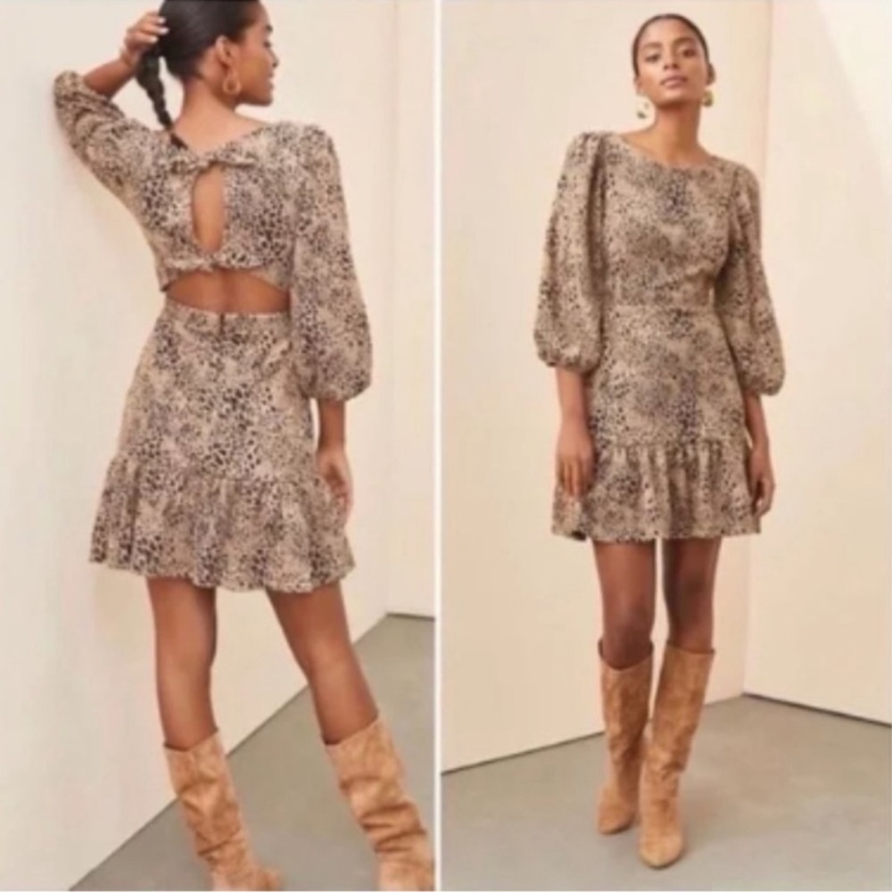 Anthropologie Maeve Leopard Cut Out Tie Back Dress 4